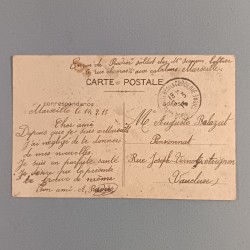 CARTE POSTAL PATRIOTIQUE LE CHIEN AMBULANCIER GUERRE 1915 1918 ECRITE PAR LE SOLDAT PRADIER ET TAMPONNEE 1915